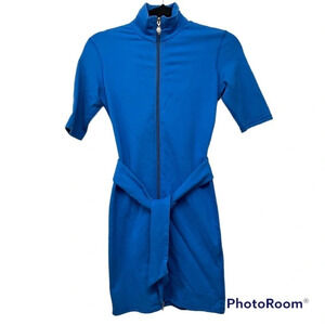 Lotuswear full double zip blue dress short sleeves Made in Canada